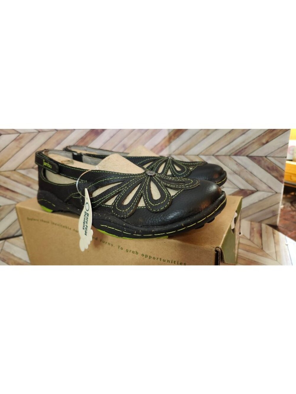 New Women Jambu Black Green Blush-Barefoot Leather Ballet Flat Shoe Size 6 36